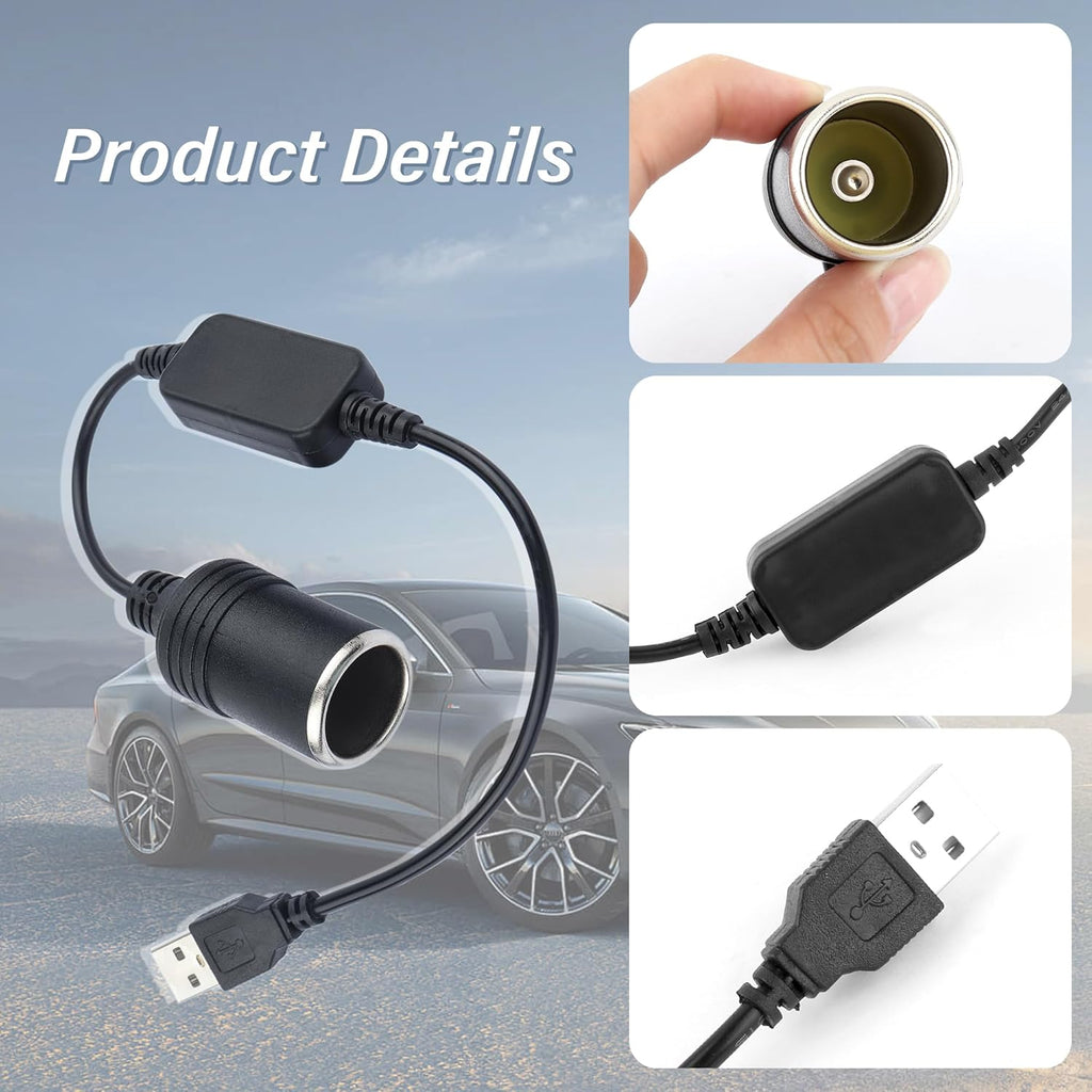 2PCS USB to Cigarette Lighter Adapter 12V F865