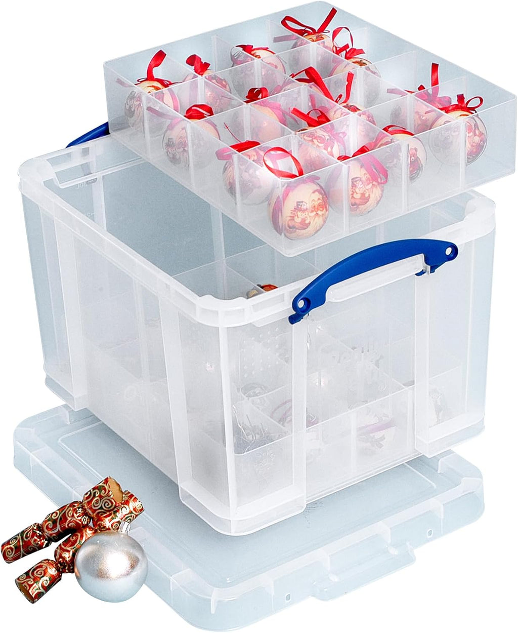 35 Litre Clear Storage Box with 2 Dividers Y473