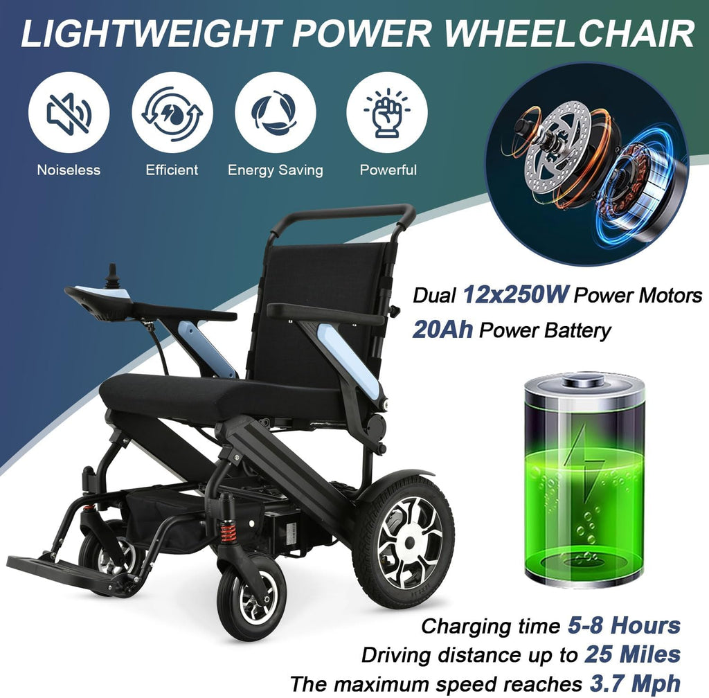 Lightweight Foldable All Terrain Motorized Wheelchair with 20AH Removable Battery C181