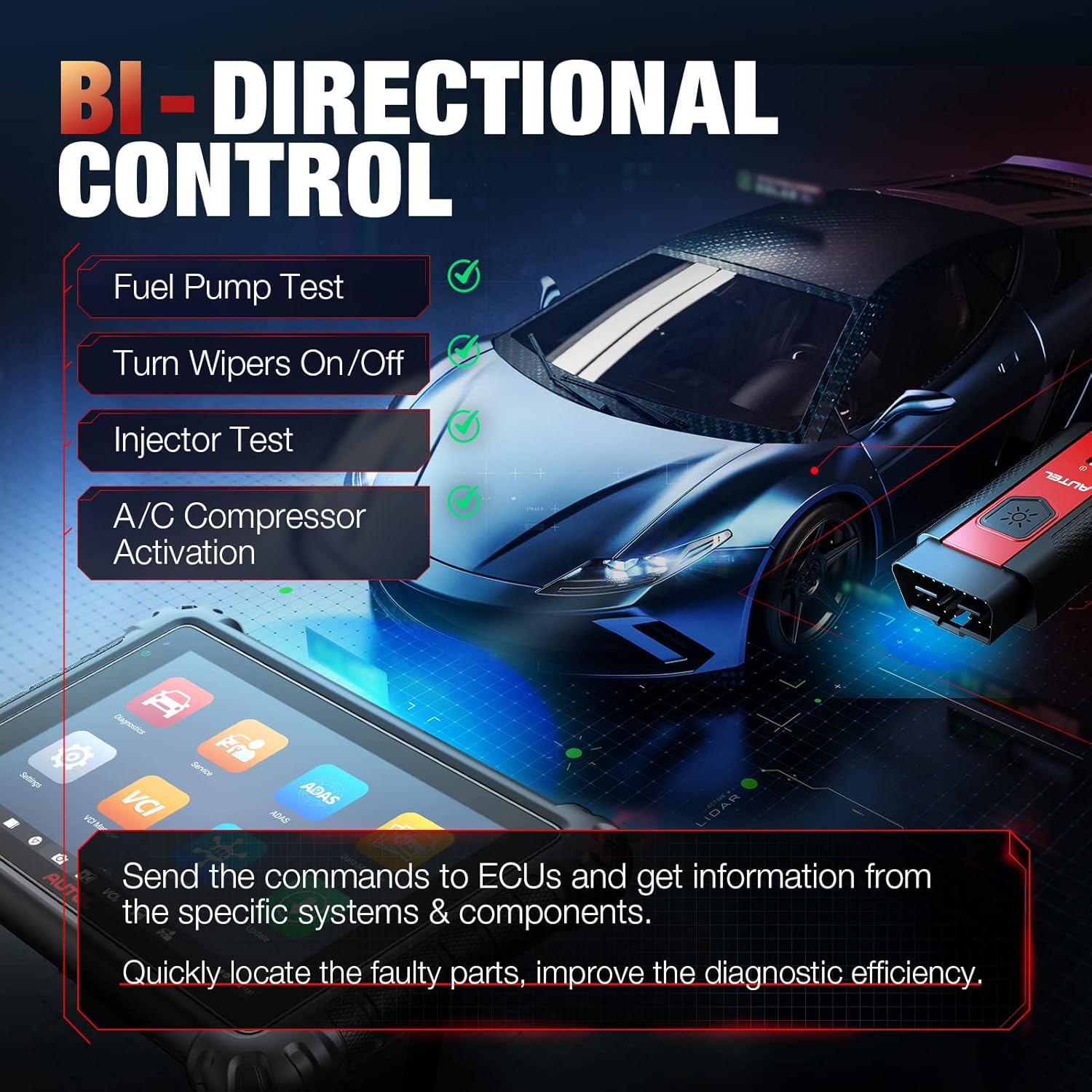Autel Diagnostic Tool with 33+ Services, ECU Coding, Full Systems Diagnostic, Bidirectional Control R56203