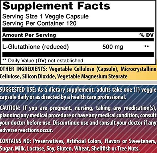 L-Glutathione 500 Mg 120 Veggie Capsules R997493
