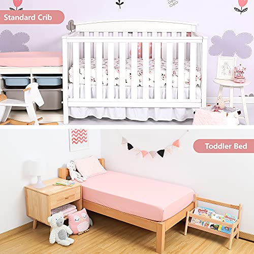 2 Pack Fitted Crib Sheet Set, 100% Solid Standard Natural Cotton, Standard 28”x 52”, White & Charcoal Gray K69761