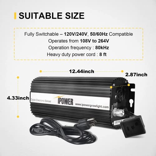 600 Watt HPS MH Digital Dimmable Grow Light System with Air Cooled Reflector Hood Set P61993