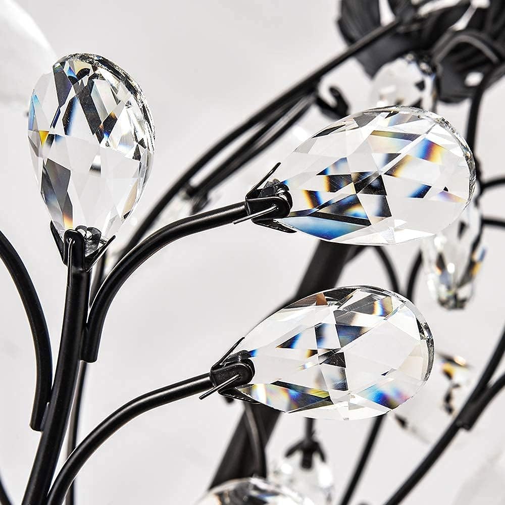 4-Light K9 Crystal Pendant Chandelier Black O478