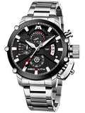 45mm Stainless Steel Chronograph Waterproof Analog Quartz Date Heavy Duty Men's Watch L348