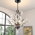 4-Light K9 Crystal Pendant Chandelier Black O478