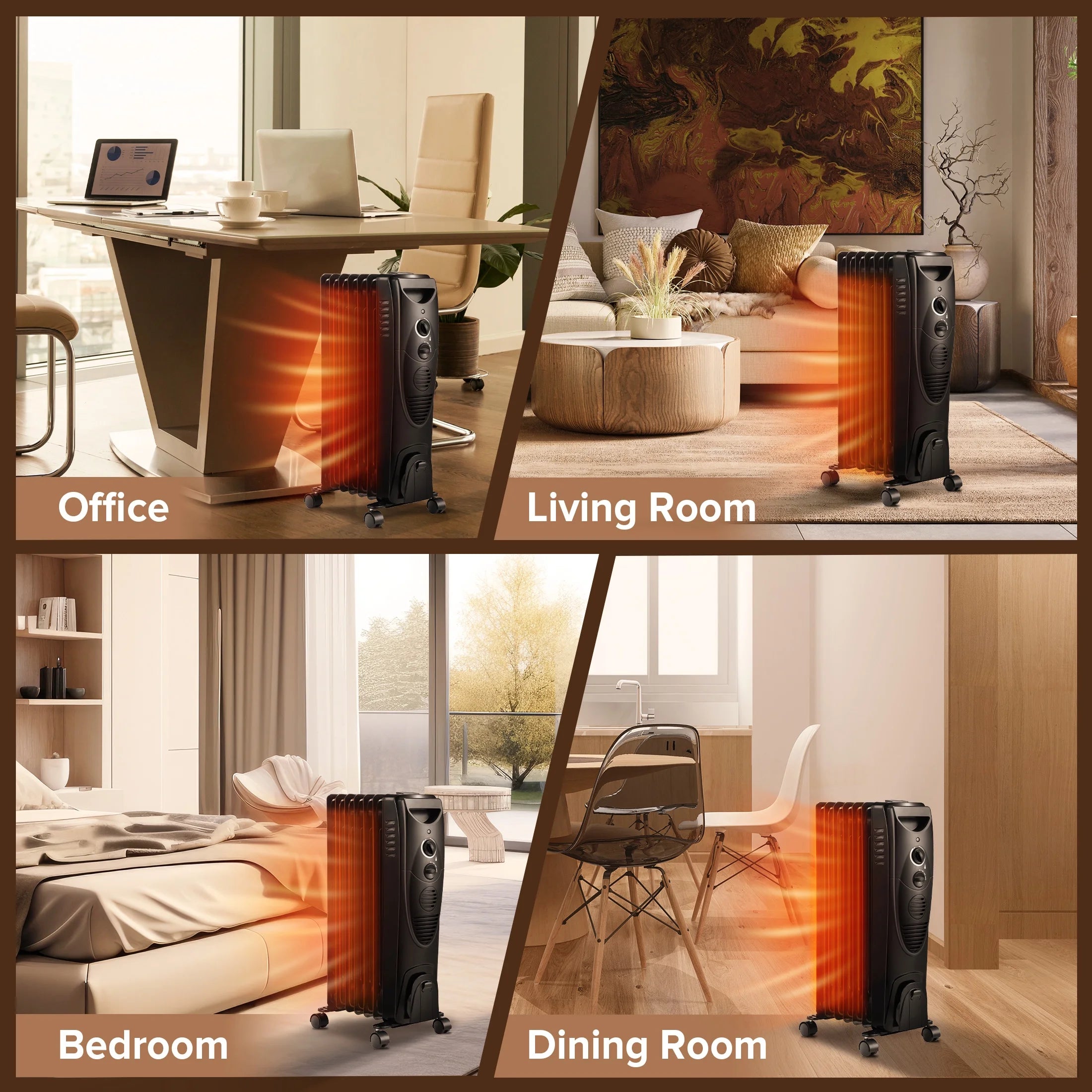 Black Electric Oil Filled Radiator Space Heater Q733