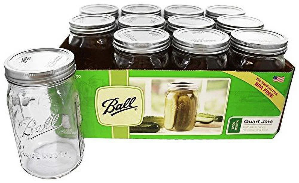 Clear 32 Ounce Quart Jar Set of 12 J592