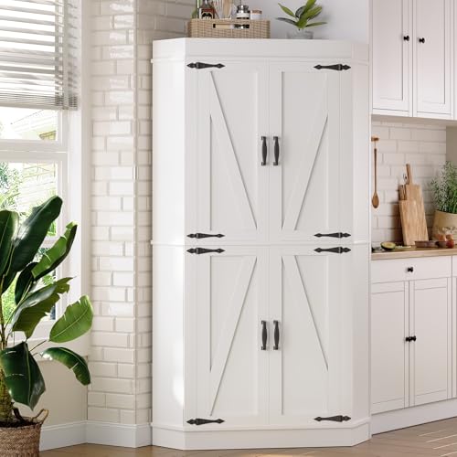 White 4 Door Tall Storage Cabinet G296