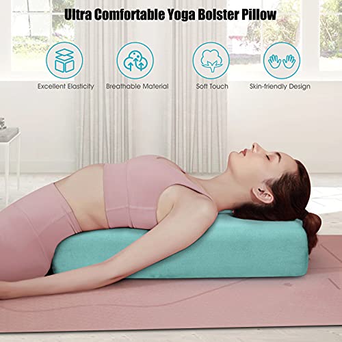 Yoga Bolster Pillow with Carry Handle, Removable Machine Washable Soft Suede Pillowcase C6181