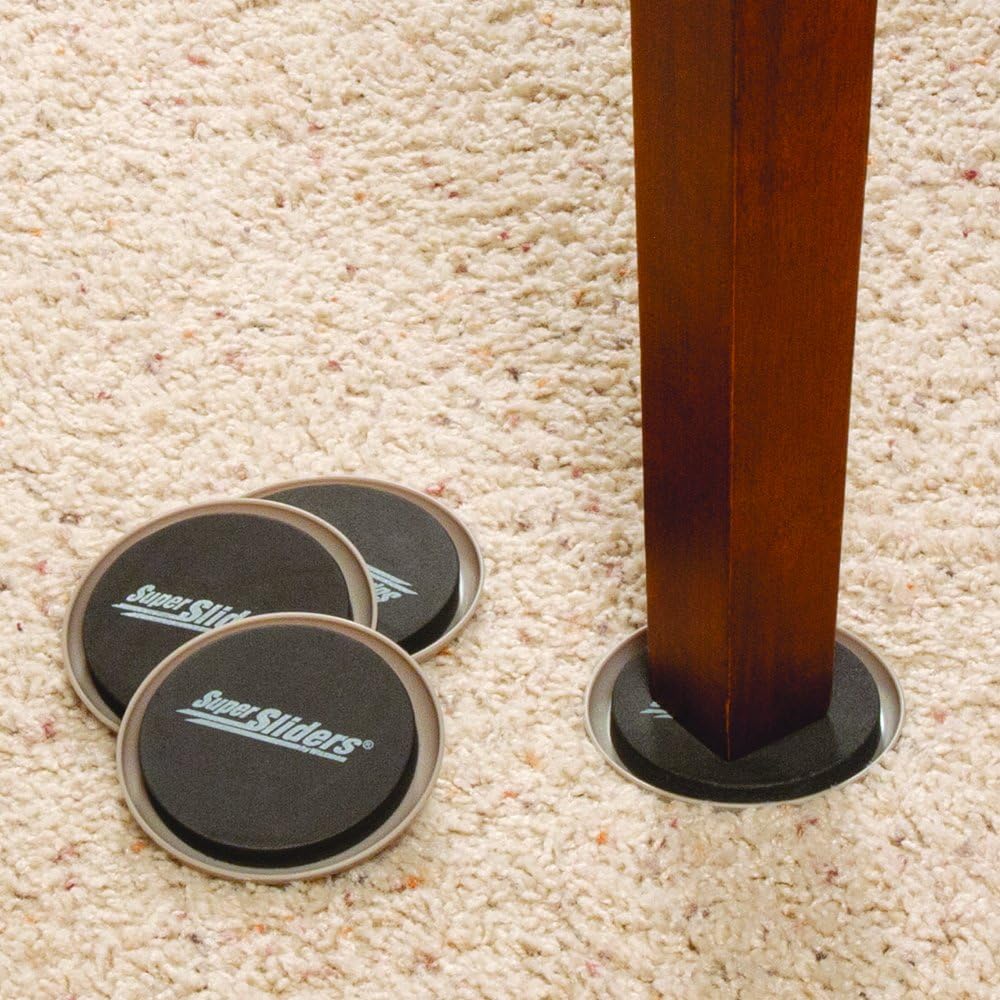 3 1/2" & 7" Round Reusable Furniture Sliders for Carpet, Beige (8 Pack) Z827609