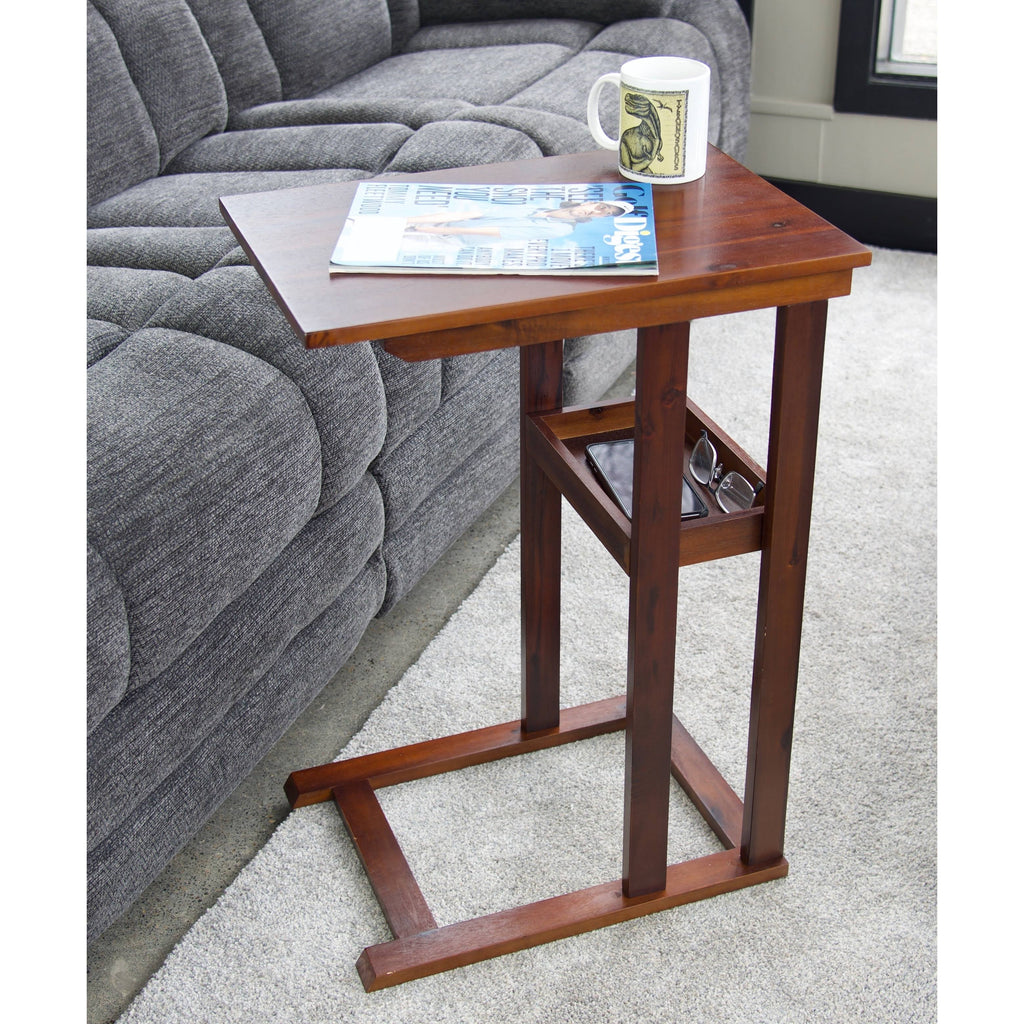 Solid Acacia Wood C Table with Storage Tray - Black Q665592