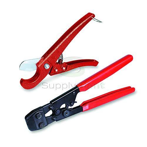 PEX Plumbing Kit with Crimper Tool, Cutter Tool, Carrying Case, Lead Free Brass Barbed 1/2 inch B7232