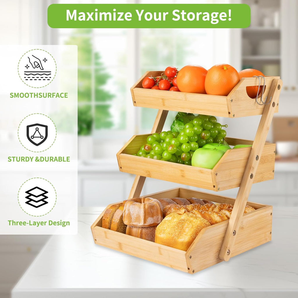 Bamboo Fruit Basket with Banana Hook D777721
