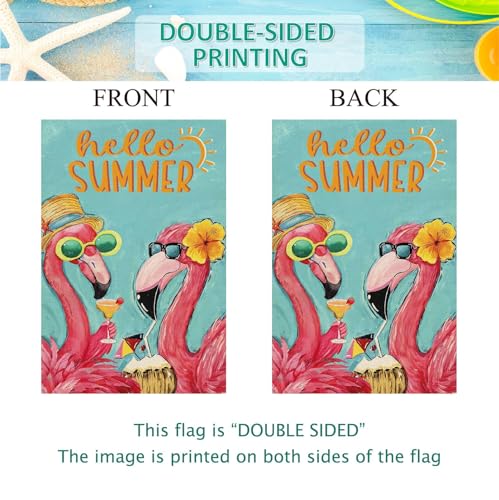 12.5x18 Inch Pink Flamingo Burlap Garden Flag O51147
