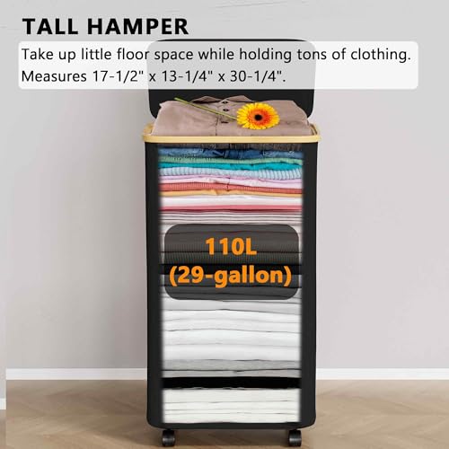 Gray 29 Gal Rolling Laundry Hamper with Lid R905351