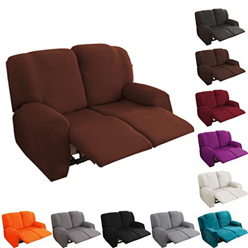 2 Seat Stretch Reclining Loveseat Sofa Cover with Side Pocket P256