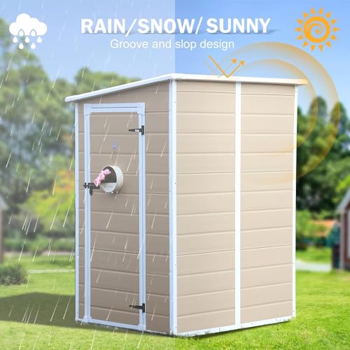 6x3 FT Waterproof Resin Outdoor Storage Shed with Floor and Double Lockable Doors T667930