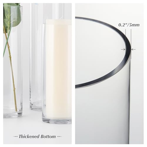 Thick Weighted Tall Clear Cylinder Glass Vase, 4" W x 20" H, 1 Piece P909