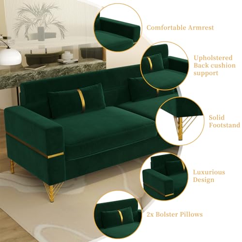 86" Velvet 3 Seater Oversized Sofa with 2 Pillows X936