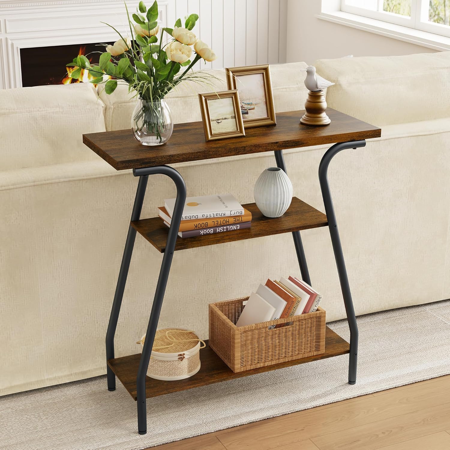 Narrow Console Table with Storage Shelves U71399