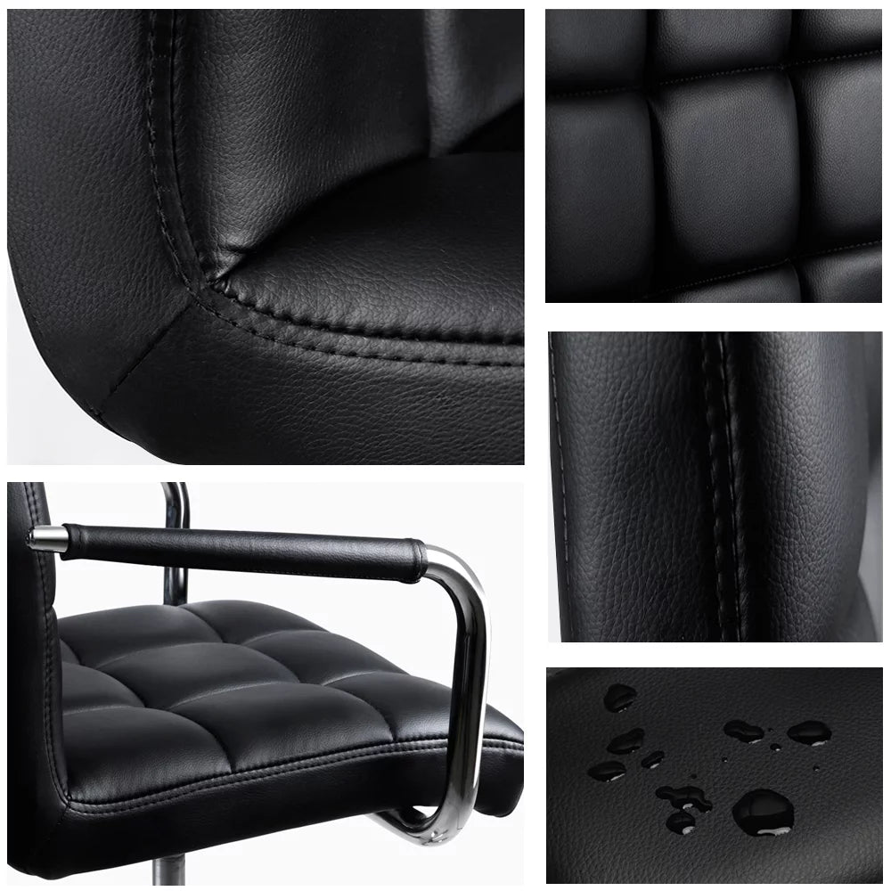 Black Faux Leather Swivel Office Chair with Wheels P2907