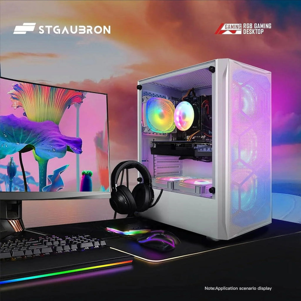 Gaming Desktop PC, Intel Core i5 3.2G up to 3.6G, 16G RAM, 512G SSD, Radeon RX 5600 XT 6G GDDR6, 600M WiFi, BT 5.0, RGB Fan x 6, W10H64 C9339