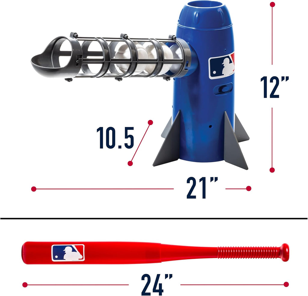 MLB Kids Pitching Machine with 5 Plastic Baseballs & Baseball Bat L3019