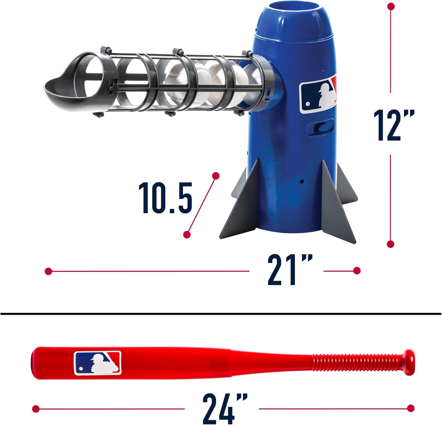 MLB Kids Pitching Machine with 5 Plastic Baseballs & Baseball Bat L3019