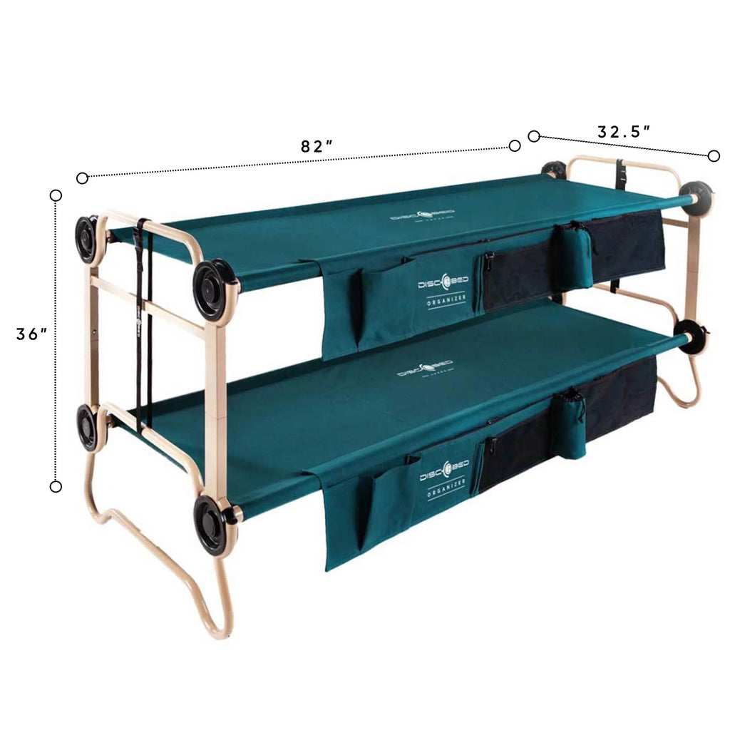 Large Green Double Cot with Storage Organizers R54039
