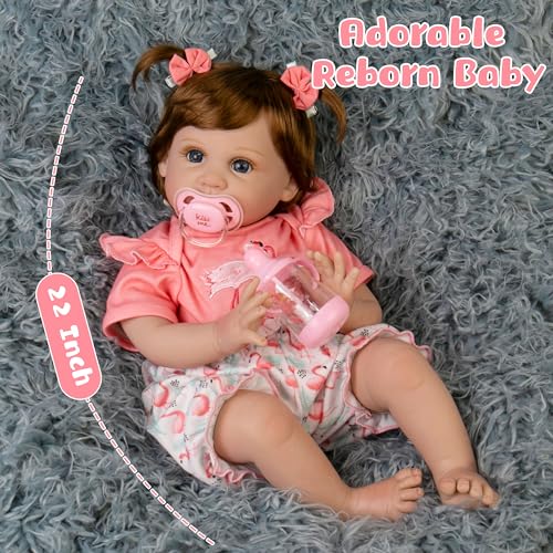 22 inch Lifelike Reborn Baby Doll with Feeding Toy Accessories Set U830195