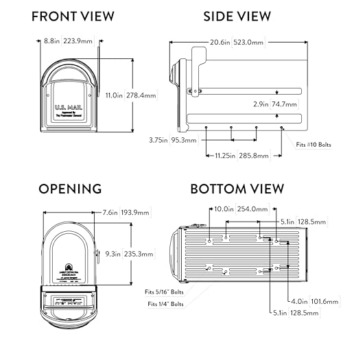 Galvanized Steel Post Mount Mailbox, Black, Large Capacity H573474