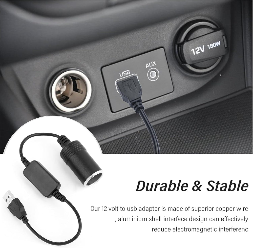 2PCS USB to Cigarette Lighter Adapter 12V F865
