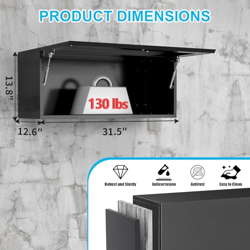 Metal Wall Garage Storage Cabinet, 20" H Wall Cabinets with Doors and Shelves, Locking Garage Cabinets Wall Mounted N9207