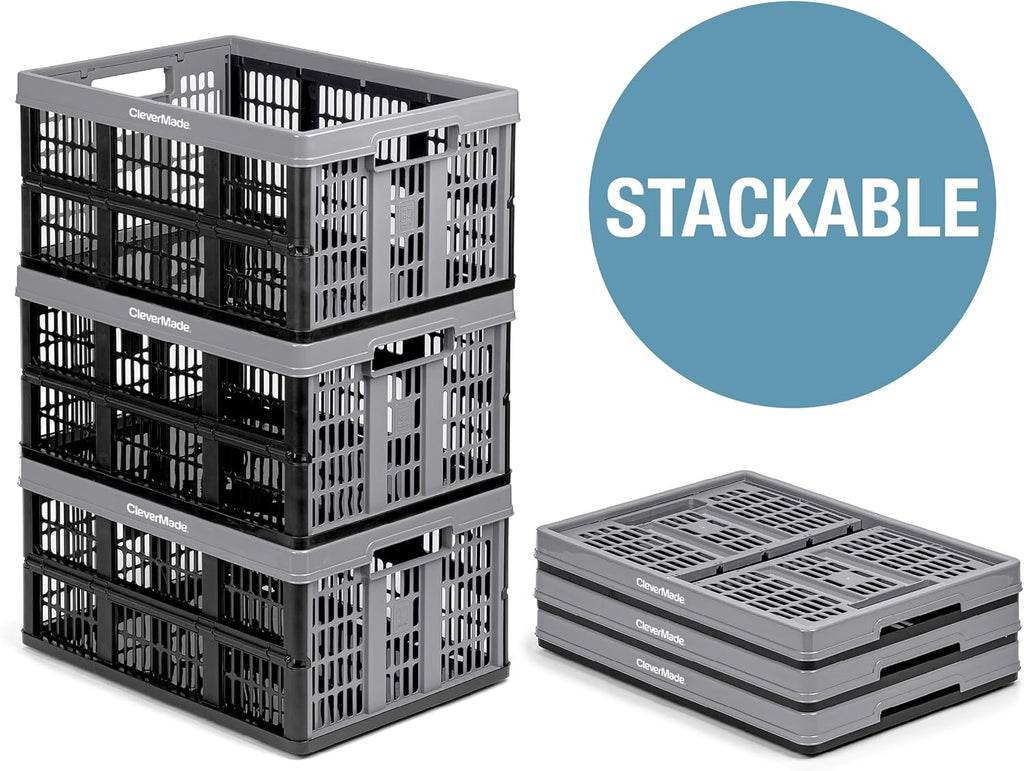 3PK 45L Collapsible Plastic Storage Bins T290544