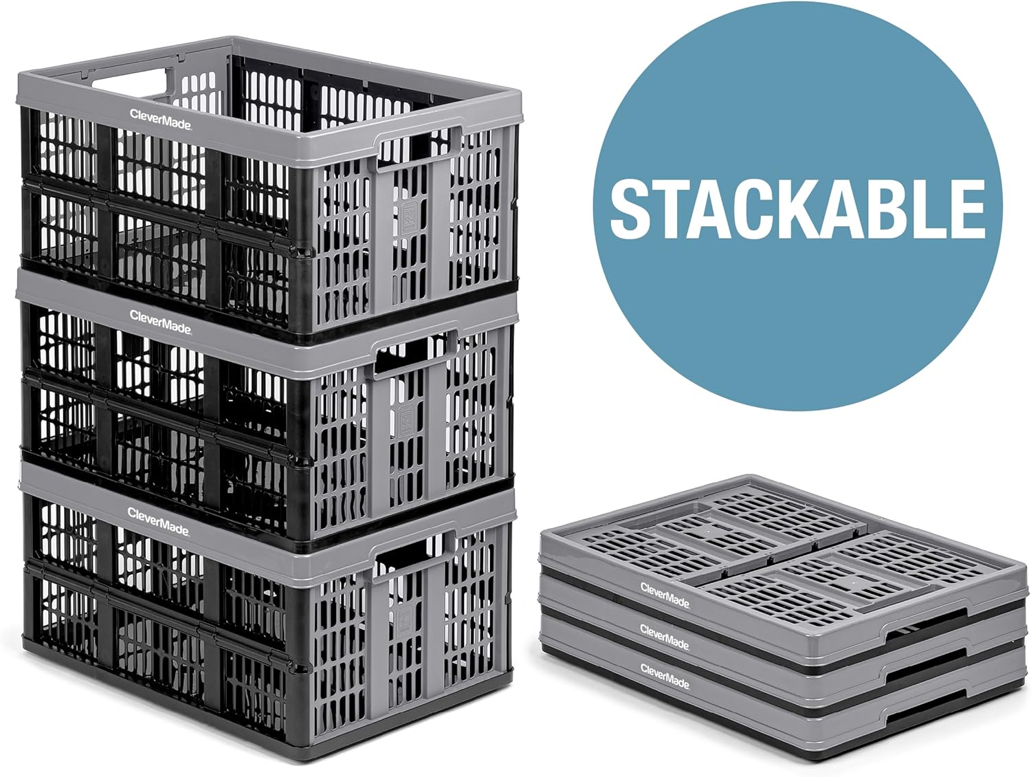 3PK 45L Collapsible Plastic Storage Bins T290544