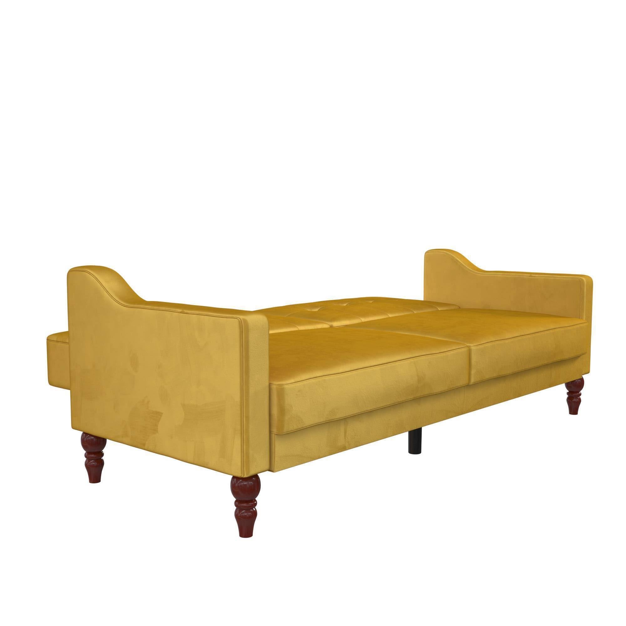 Mustard Coil Futon Convertible Sofa Bed W1095