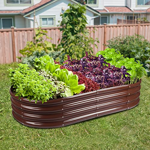 5ft Oval Galvanized Metal Raised Garden Bed Planter J47478