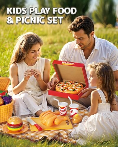 80pcs Pretend Play Food Set with Picnic Basket U253
