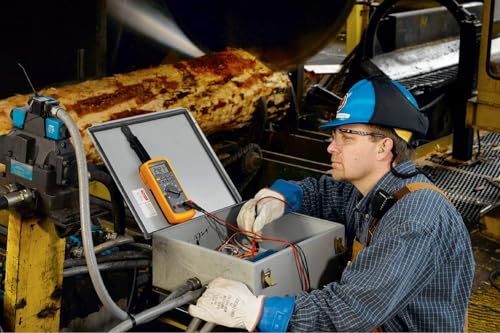 Industrial Digital Multimeter with Current Clamp Kit, AC Current Measurements Up To 400 A, Includes Temp Probe, Test Leads And Alligator Clips K58342