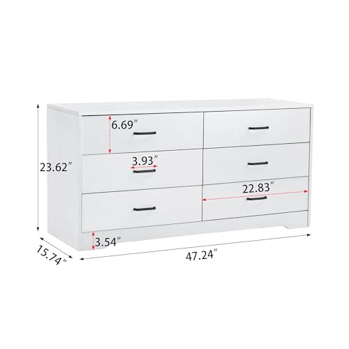 6 Drawer Wooden Dresser with Metal Handles P5063