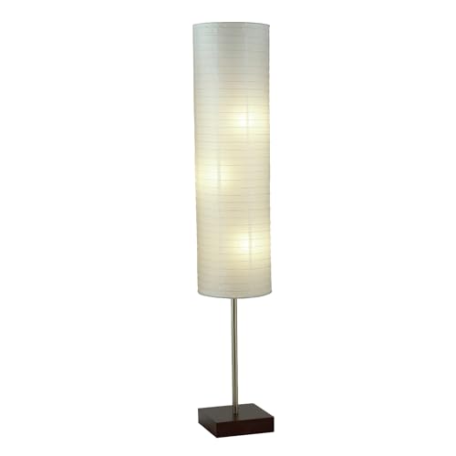 Transitional Three Light Floor Lamp in Pwt, Nckl, B/S, Slvr. Finish, Walnut Rubber Wood/Brushed Steel T351