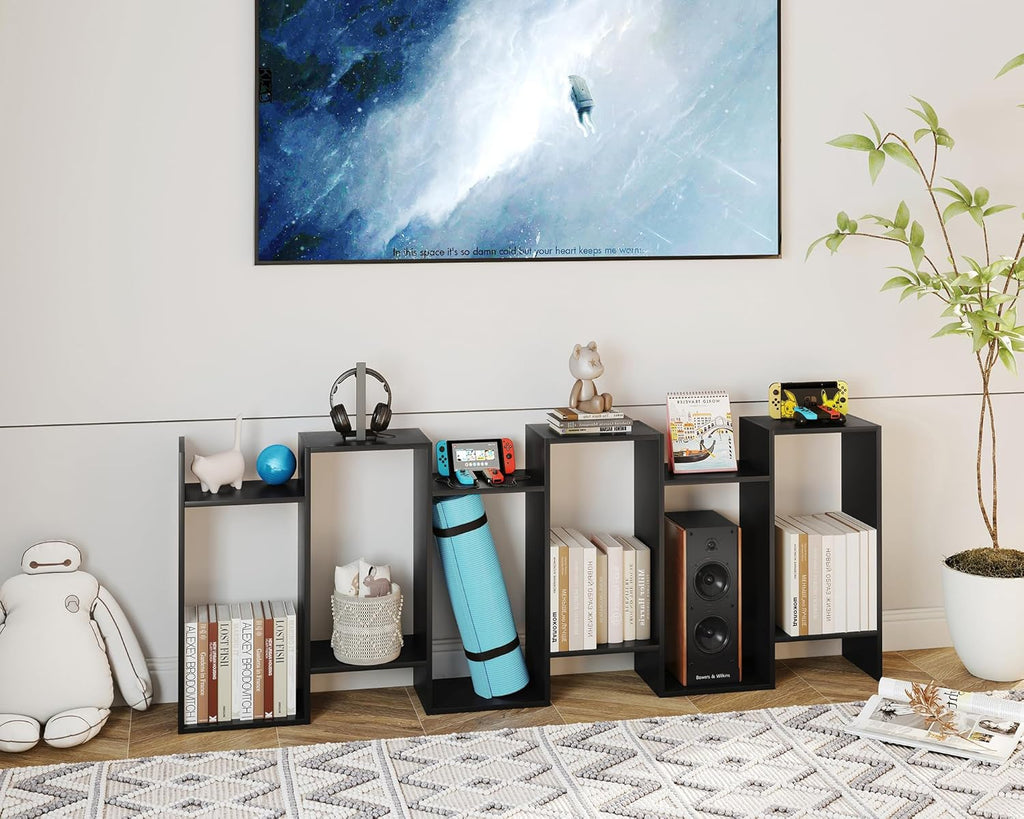 Black 6 Tier Geometric Bookshelf B38816