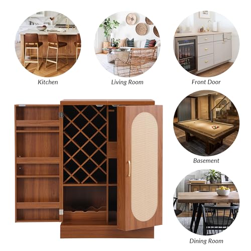 Natural Bar Wine Cabinet with Storage X443035