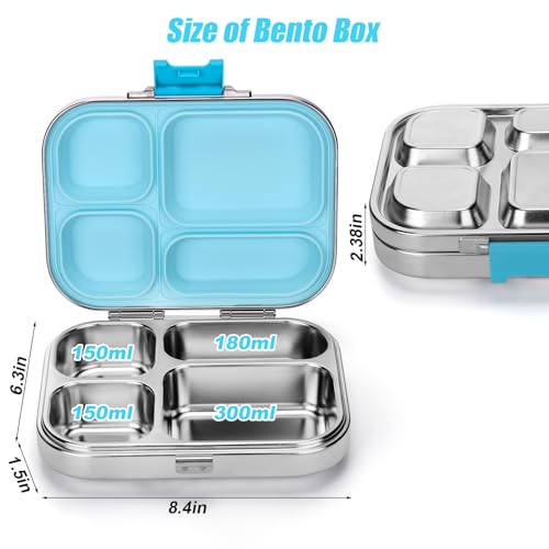 Stainless Steel 4 Compartment Bento Box with Stainless Steel Lid J59295