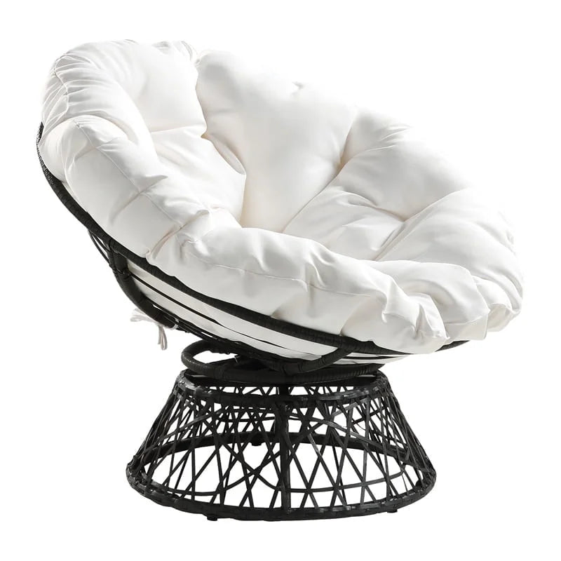 White cushion Papasan Chair with Black Frame Z954531