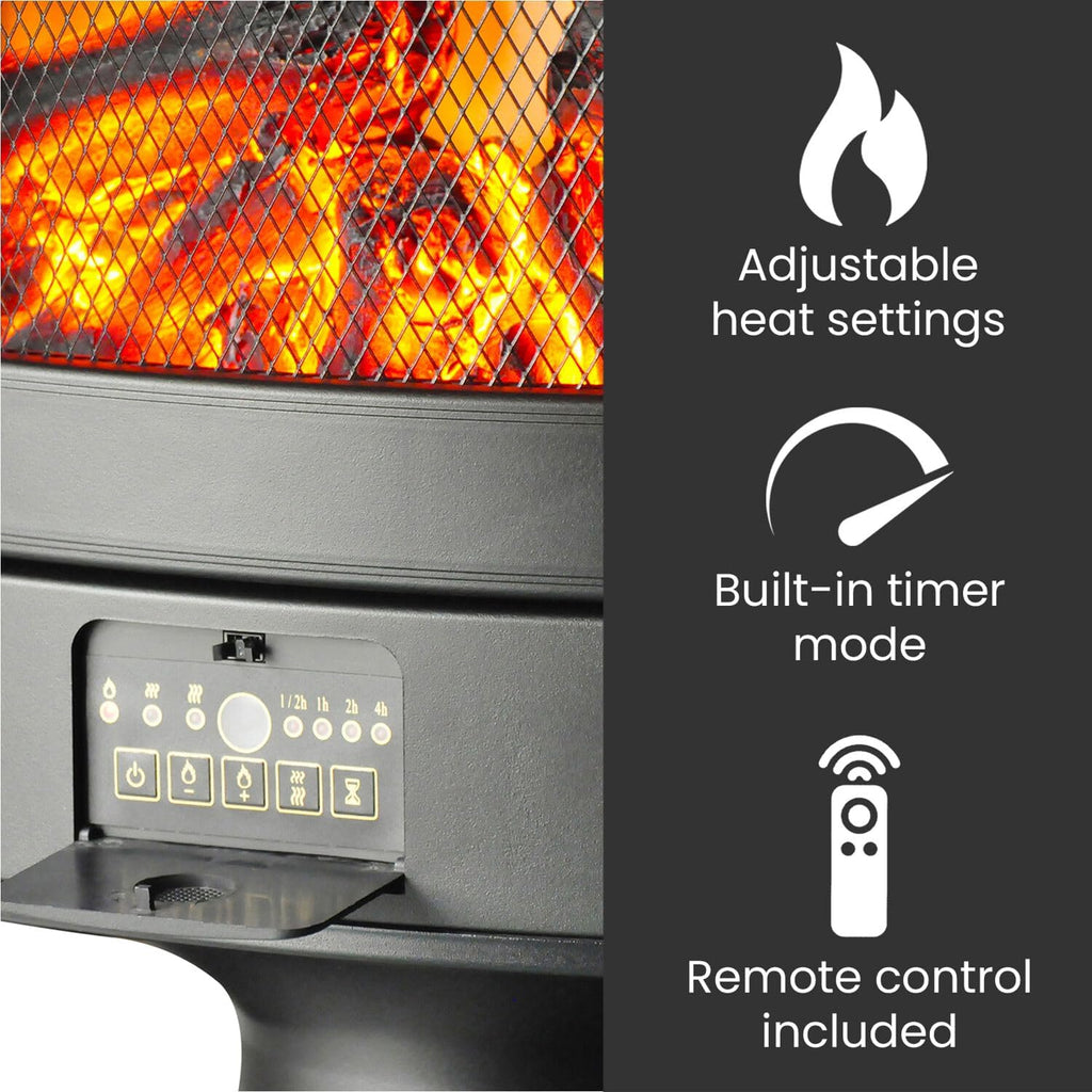Black Steel Freestanding Electric Fireplace Q4934