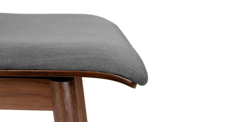 Gray Fabric Walnut Legs Swivel Bar Stool F69698