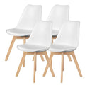 White PU Leather Dining Chairs Set of 4 with Wood Legs J266902
