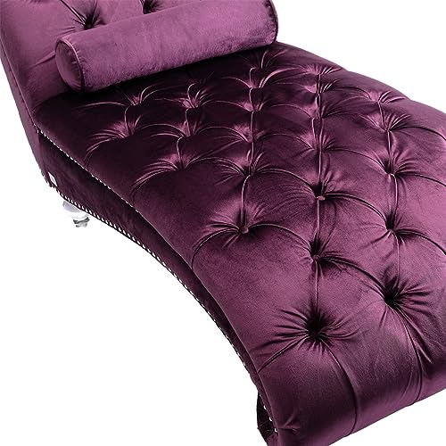 Emerald Velvet Chaise Sofa with Lumbar Pillow O6927